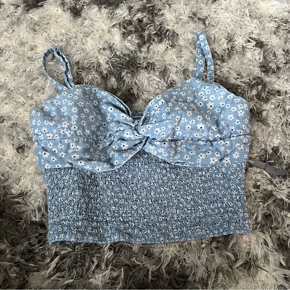 American Eagle Blue Floral‎ Tank Top Women’s Size XS